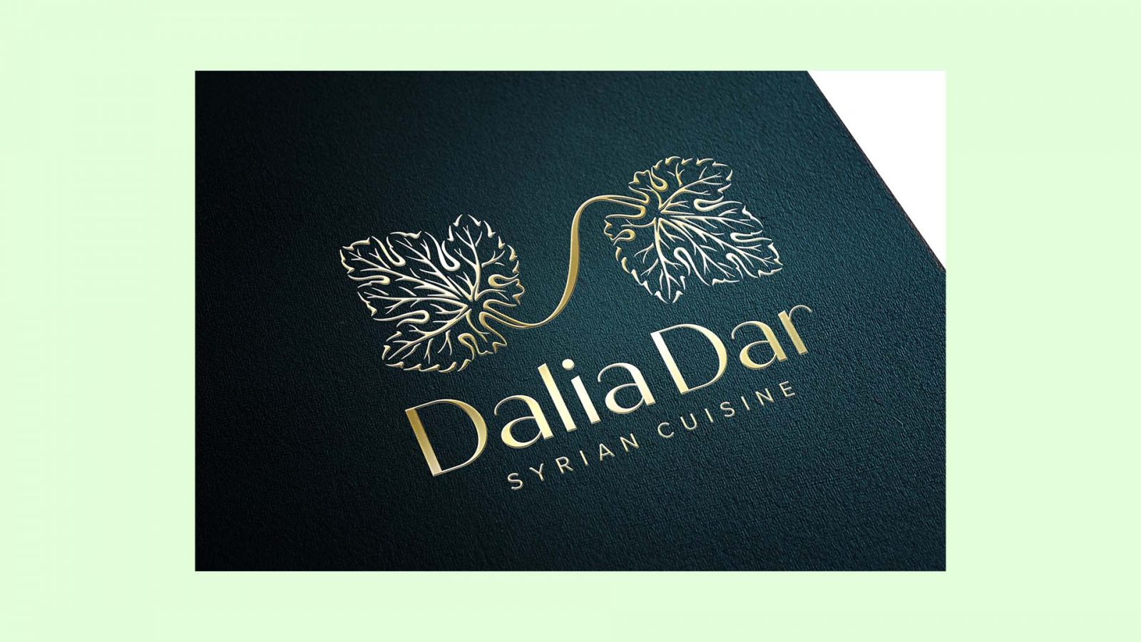 Dalia Dar restaurant logo, the logo is not simple; it has many details and illustrations on the leaf. This is because the target audience of this restaurant.