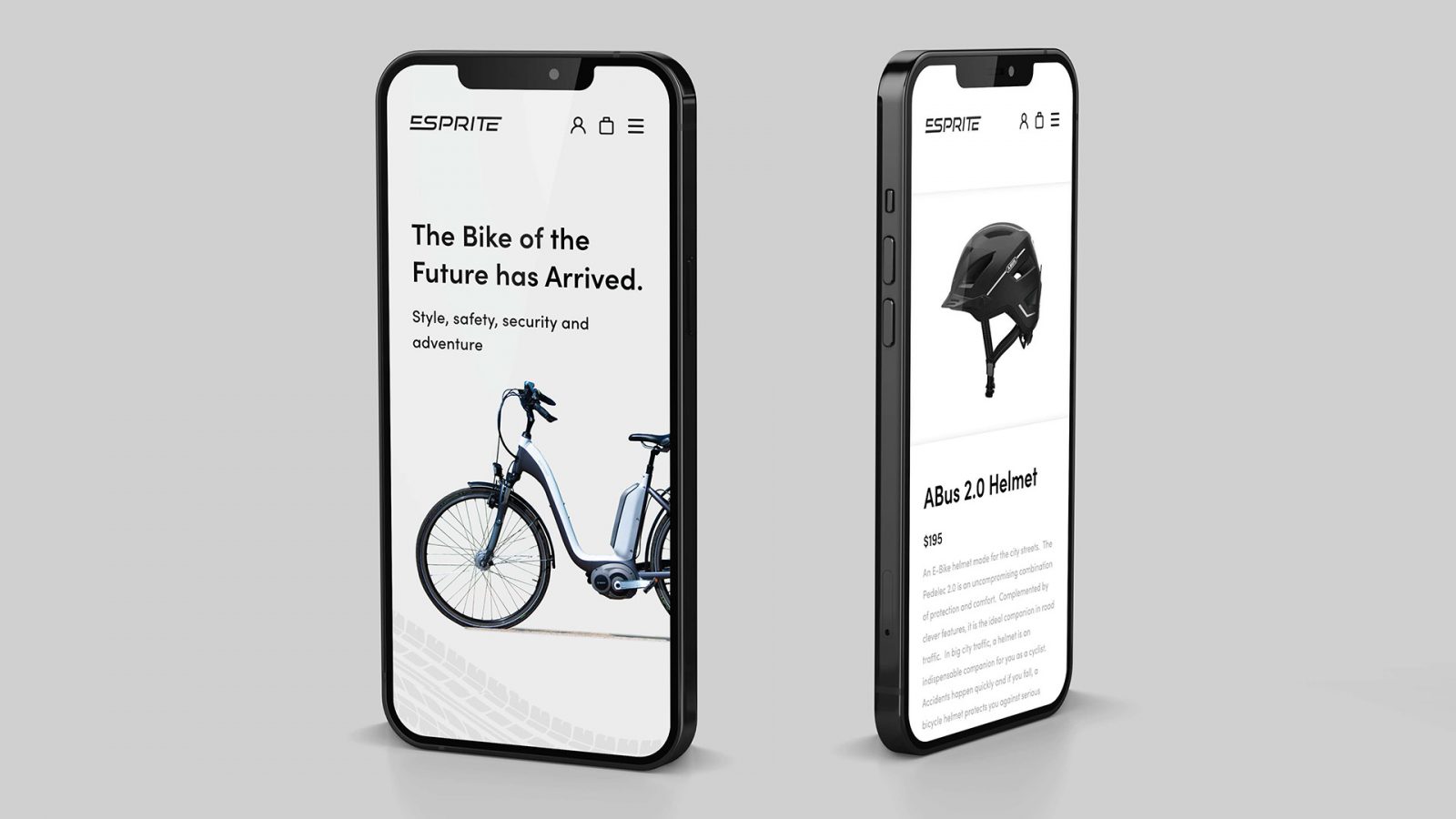 ESprite is an electric bike company. The website is simple, yet modern and techy looking. The logo has connected letters to go along with that modern look, while also symbolizing movement and fast speed to represent the electric bikes.