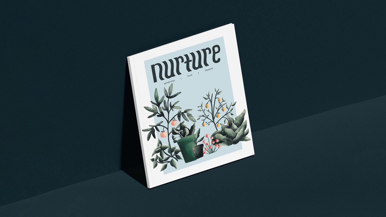 Cover image of Nurture Magazine. Featuring the green logo written as “Nurture”, at the top, with a watercolour illustration of plants on the lower half of the page.The logo and illustration is contained within the center of the cover, with a thick white border around the edges of the page.]