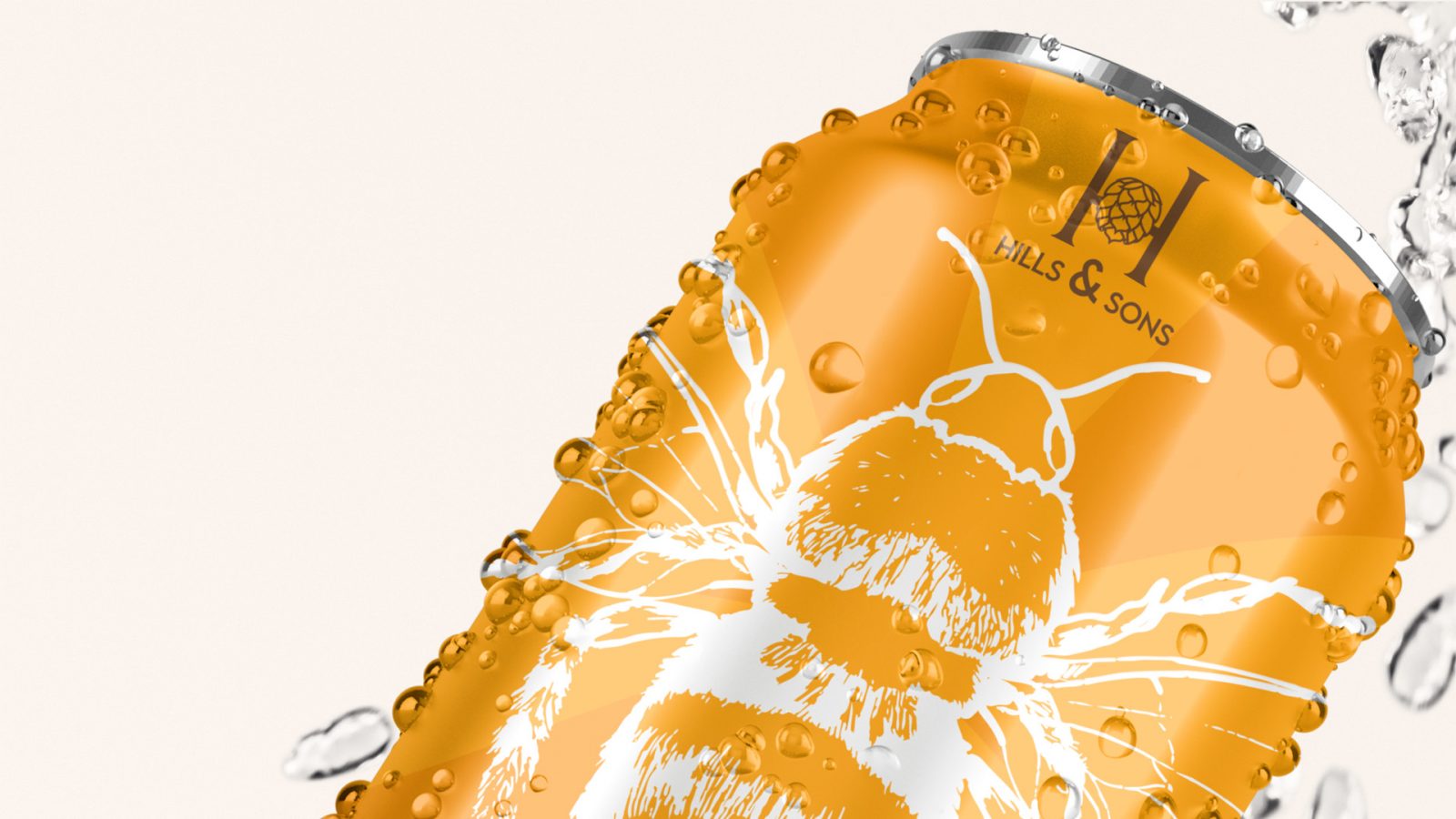 Honey flavoured Hills and Sons Radler alcoholic beverage can covered with condensation dripping down the sides and front of the can.