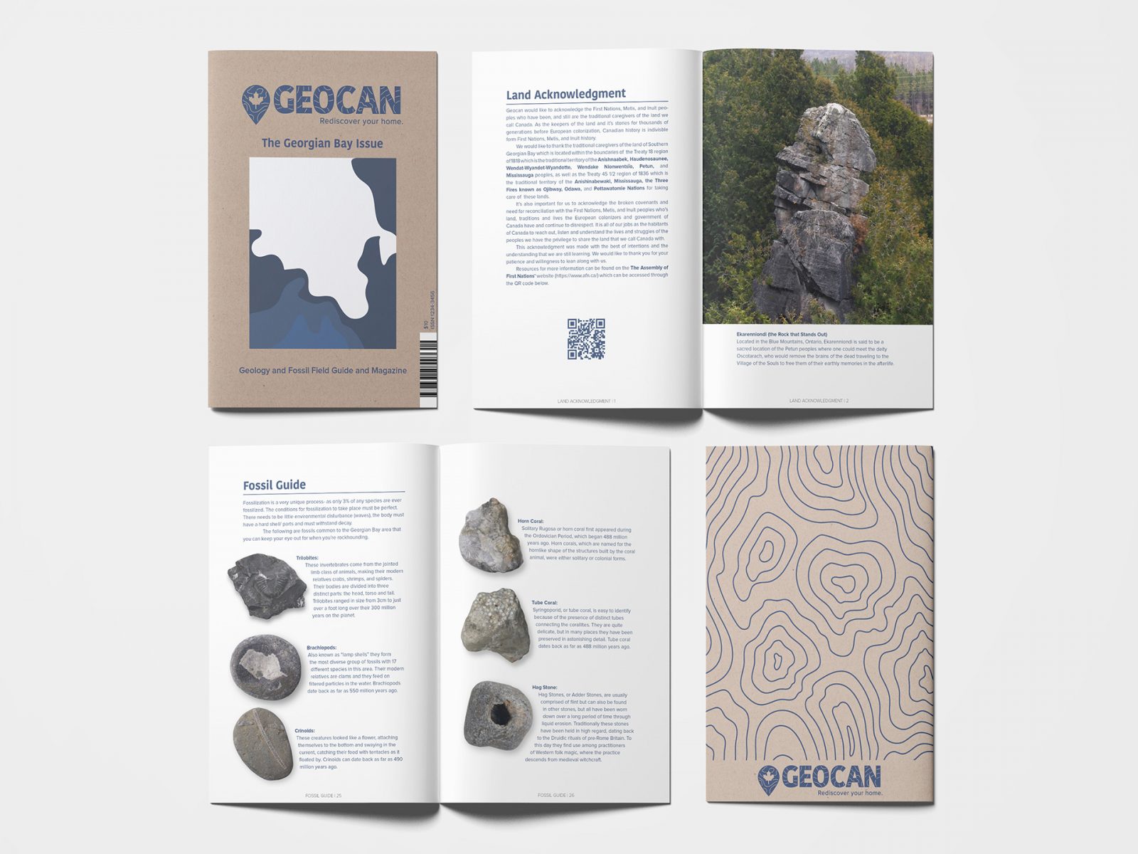 The front and back covers, and two spreads spreads of Geocan, a Canadian-based geology magazine.