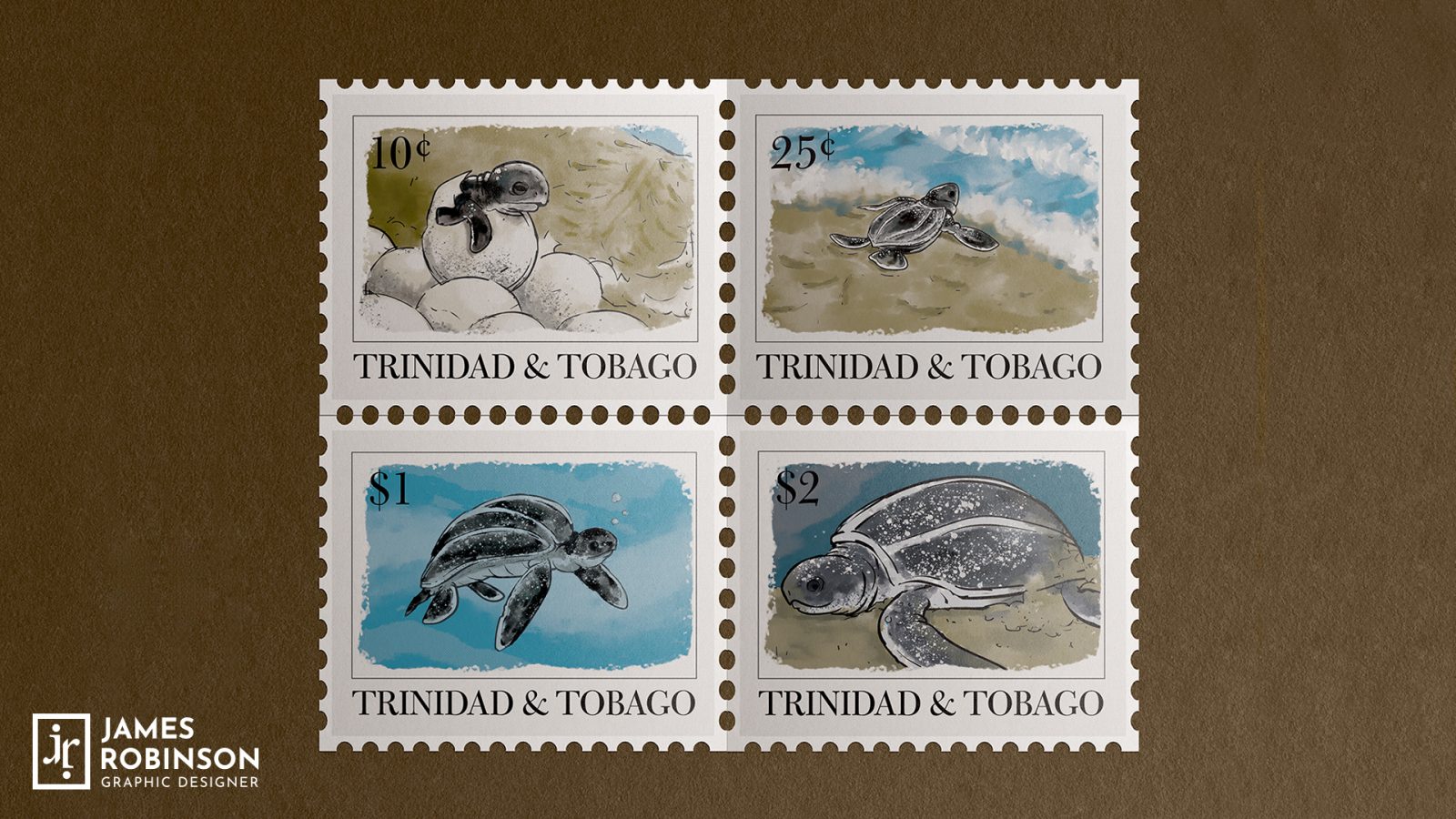 Leatherback sea turtle postage stamps