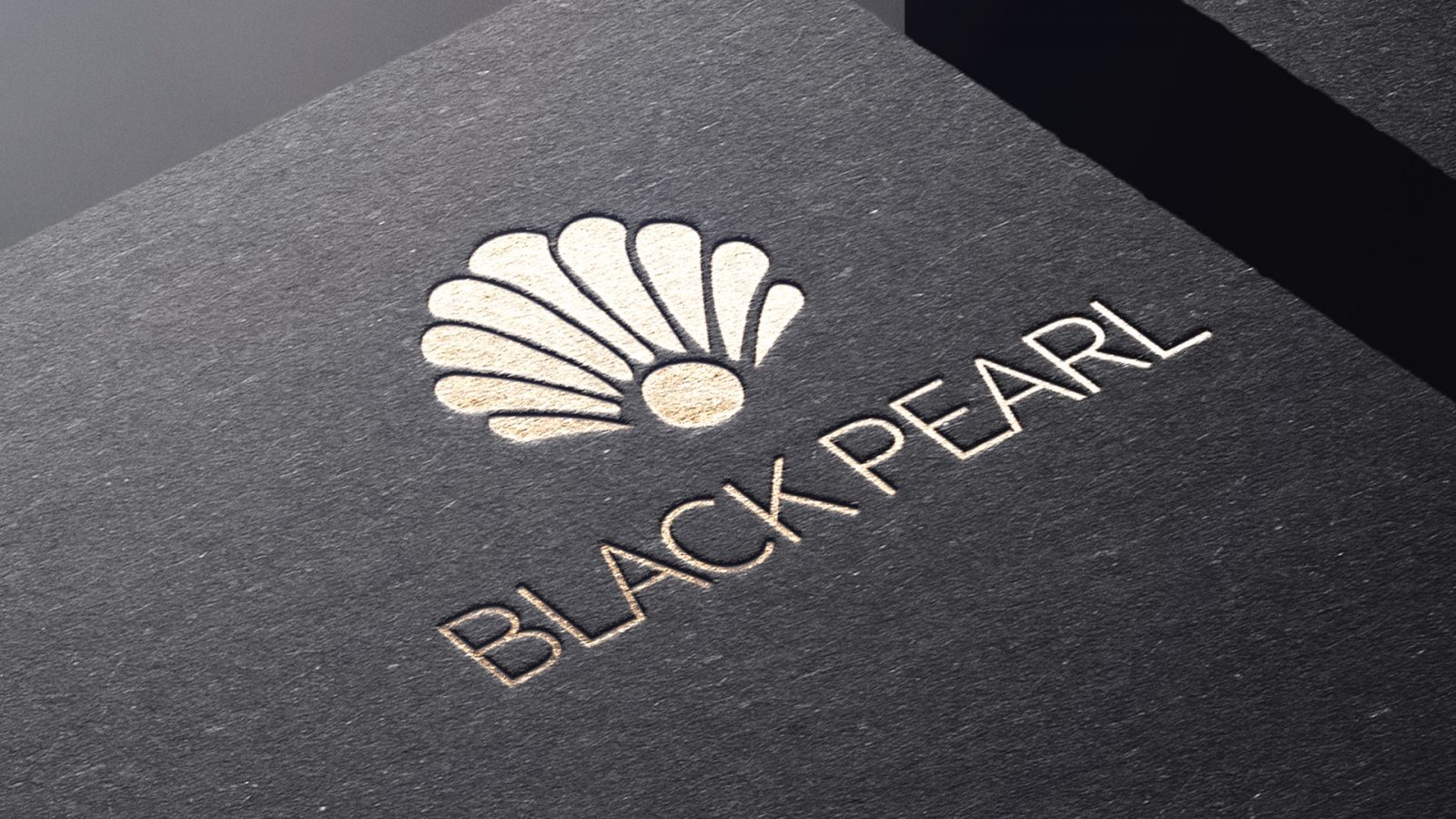 Black Pearl is a high-end, quality seafood restaurant. This is the logo on black cardstock with an oyster and a pearl to represent rarity and fine dining.