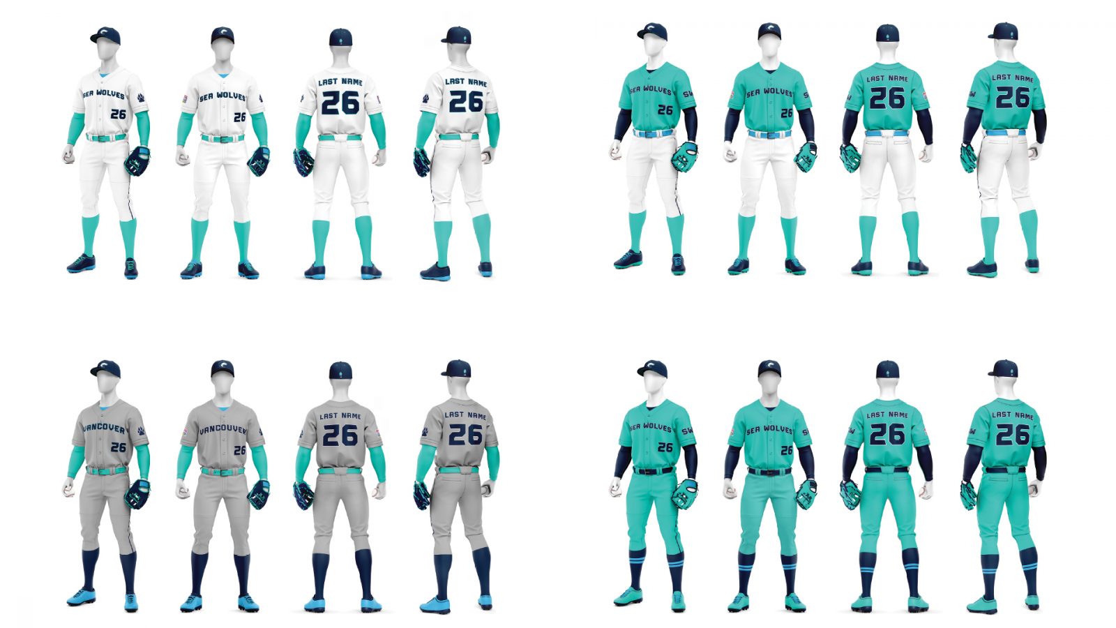 Uniform sets were designed through combining the brand colours while following the standards of the MLB. Different elements were incorporated on the shoulders while having different chest pieces to connect the city with the fanbase.